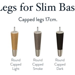 Studio image of leg choices on Harrison spinks for shallow base.
