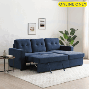 Lifestyle image of the Hampton Corner Sofa Bed in Denim Weave