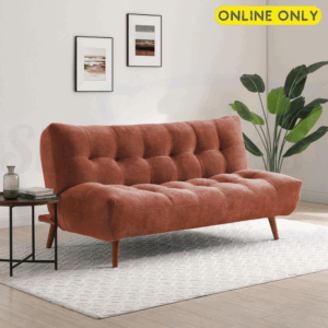Lifestyle image of the Kyoto Lux sofa bed in Terracotta Chenille