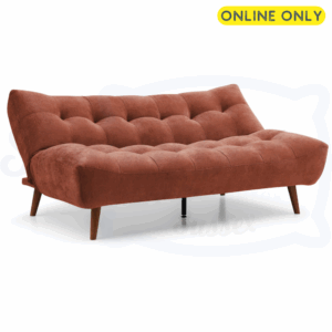Studio image of the Kyoto Lux sofa bed in Terracotta Chenille pictured with back angled
