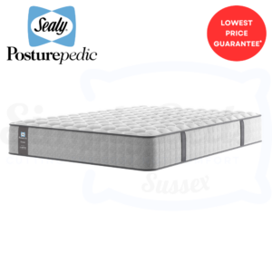 Studio image of the Sealy Emin mattress floating without a background