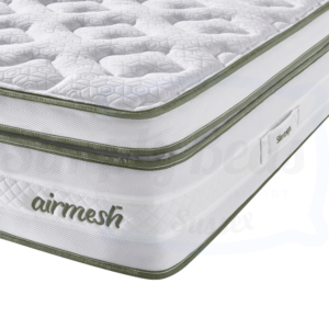 Studio image of the corner of Silentnight Airmesh 3000 mattress floating with no background