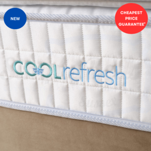 Studio image of the Sleepeezee Cool Refresh 2300 mattress close up showing the cool refresh logo