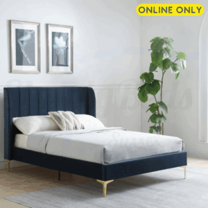 Lifestyle image of the Kyoto Avery bed frame in ink velvet