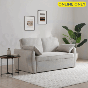 Lifestyle image of the Kyoto Clarke sofa bed in natural fabric