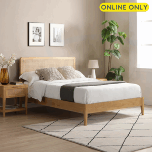 Lifestyle image of the Kyoto Ezra rattan bed frame