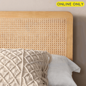 Close up image of the Kyoto Ezra rattan headboard