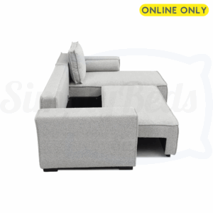 Studio image of the Harrison Corner Sofa Bed in natural boucle fabric 4