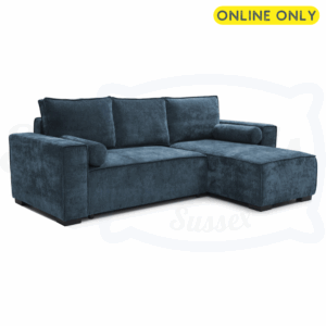 Studio image of the Harrison Corner Sofa Bed in navy chenille 1