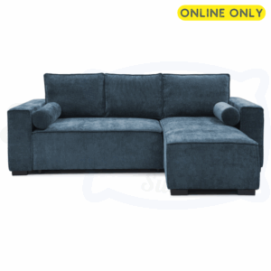 Studio image of the Harrison Corner Sofa Bed in navy chenille 2