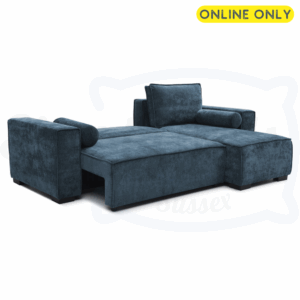 Studio image of the Harrison Corner Sofa Bed in navy chenille 4