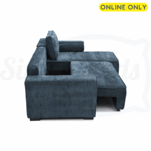 Studio image of the Harrison Corner Sofa Bed in navy chenille 7