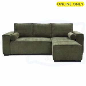 Studio image of the Harrison Corner Sofa Bed in olive chenille 2