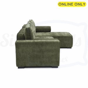 Studio image of the Harrison Corner Sofa Bed in olive chenille 5