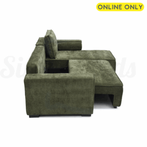 Studio image of the Harrison Corner Sofa Bed in olive chenille 7