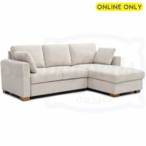 Studio image of the Sorrento Corner Sofa Bed in natural chenille fabric