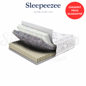 Studio image of a Sleepeezee Ortho Firm 1000 mattress cut through to see layers