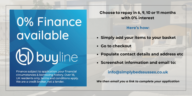 An advert for Buyline Finance with 0% interest with instructions on how to apply