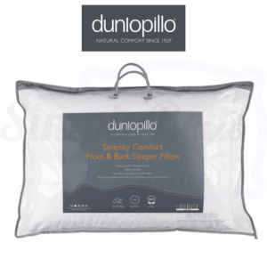Studio image of the Dunlopillow Serenity Comfort Front & Back Sleeper pillow in it's case
