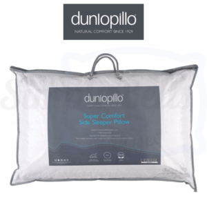 Studio image of the Dunlopillow Super Comfort Side Sleeper pillow in it's case