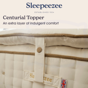 Studio image of the new Sleepeezee Centurial mattress topper buttoned handle