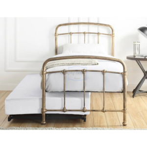 Life image of a flintshire Mostyn Antique Bronze guest bed.